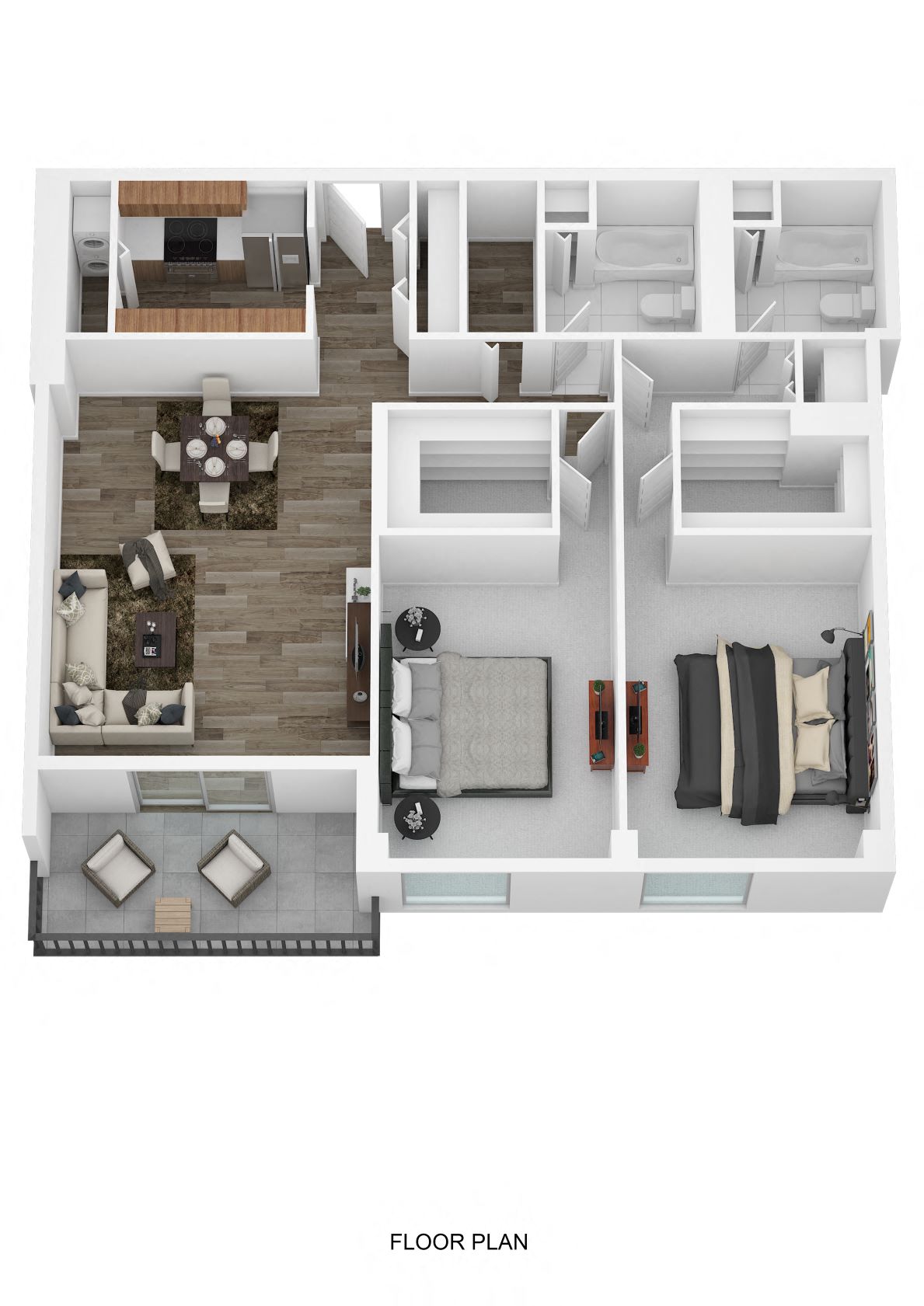 Floor plan for 2 beds, 2 baths, 2140 sqft